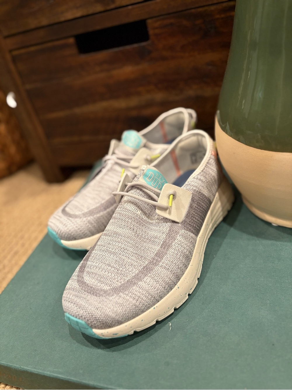 Hey Dude Sirocco Speckle Grey Neon Women’s Shoes NWT - Picture 4 of 16